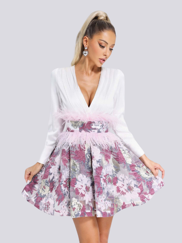 Jacquard Feather Mini Dress 3