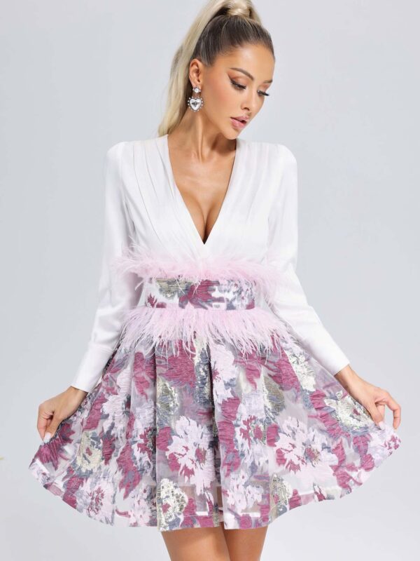 Jacquard Feather Mini Dress 4