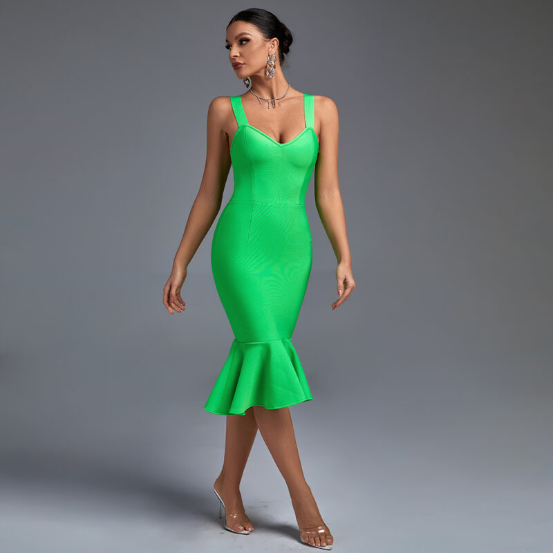 Mermaid Over Knee Party Dress Green 1