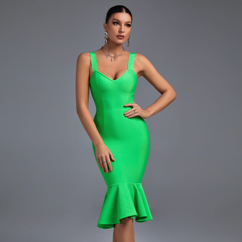 Mermaid Over Knee Party Dress Green 2