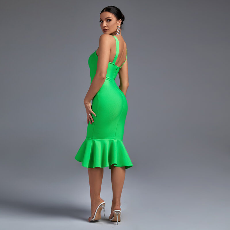 Mermaid Over Knee Party Dress Green 3
