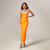 Orange Strapless Slit Maxi Dress 1