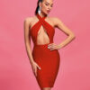 Party Time Cut Out Midi Dress 8 Party Time Cut Out Midi Dress Red 2