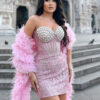 Pink Strapless Sequins R Stone Mini Dress 8 Pink Strapless Sequins Mini Dress 5