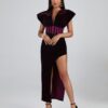 Purple Velvet Backless Dress 5