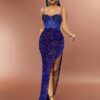 Royal Blue Mesh Sequin Dress 6 Royal Blue Mesh Sequin Dress 1