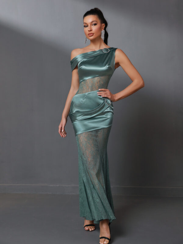 Satin One Shoulder Maxi Dress 1