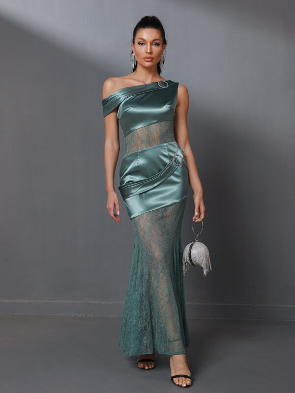 Satin One Shoulder Maxi Dress 4