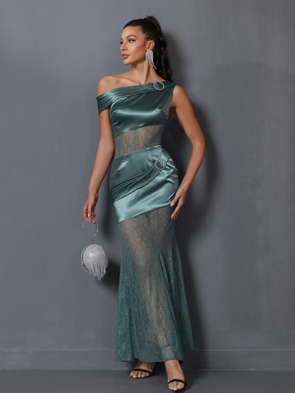 Satin One Shoulder Maxi Dress 5