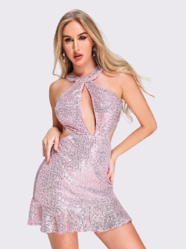 Sequined Halter Cutout Dress 5