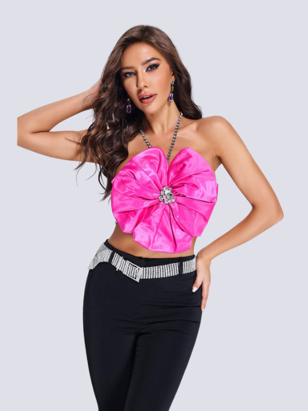 Sexy Halterneck Satin Flower Top 3