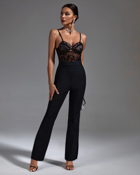 Sexy Jumpsuit Stitching Halter Backless Jumpsuit Women