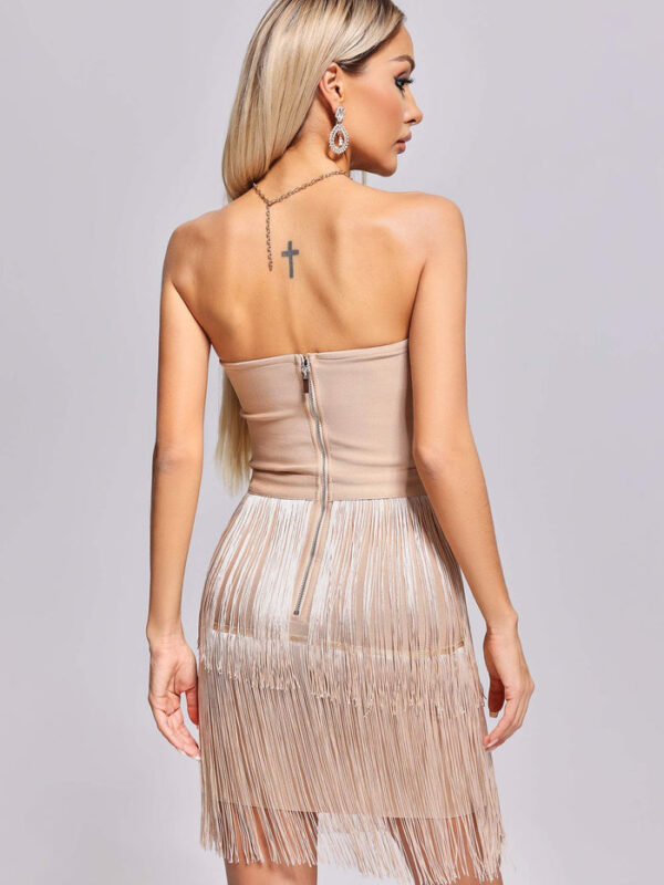 Slash Neck Tassel Mini Dress 2