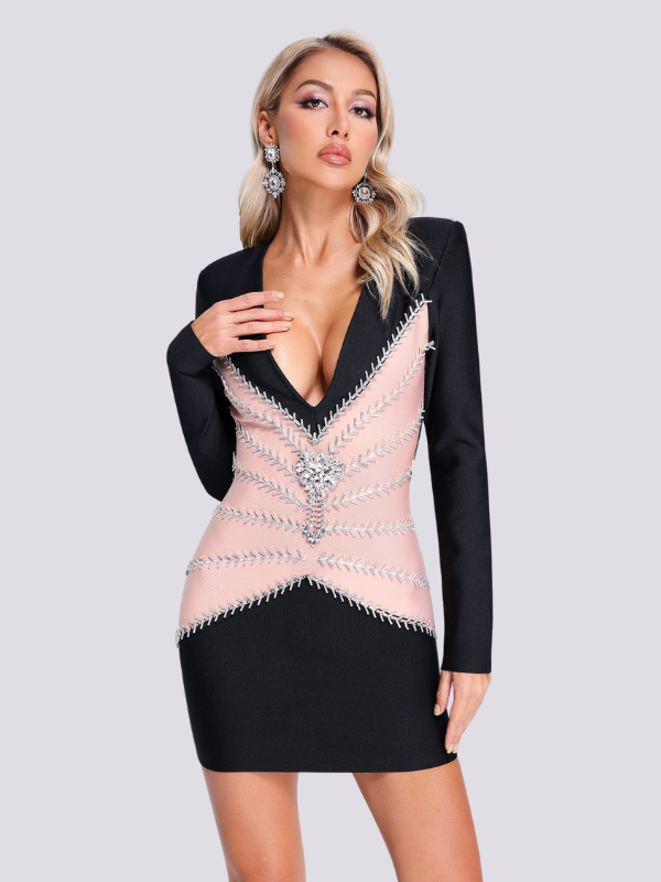 Snowflake V-Neck Bandage Mini Dress 2