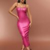 Solid Color Lace Up Strap Dress 6 Solid Color Lace Up Strap Dress Rose 1
