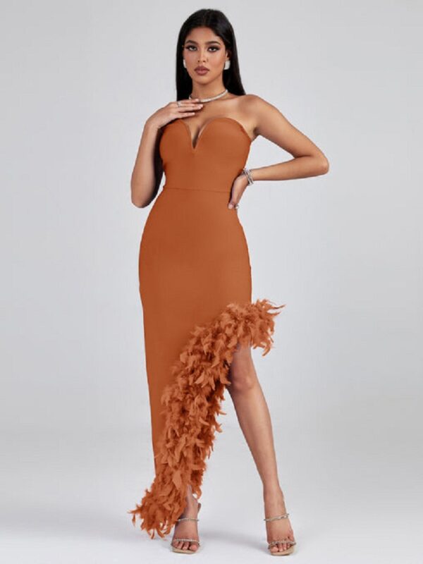 Solo Strapless Feather Trim Dress 6