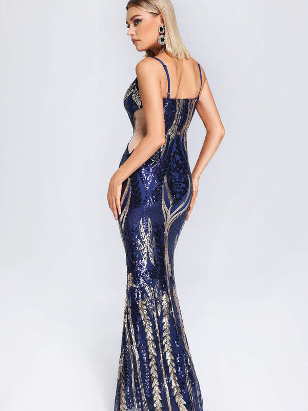 Spaghetti Mermaid Hem Sequin Dress 3