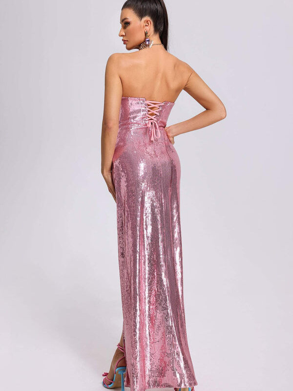 Strapless Sequin Split Maxi Dress 1