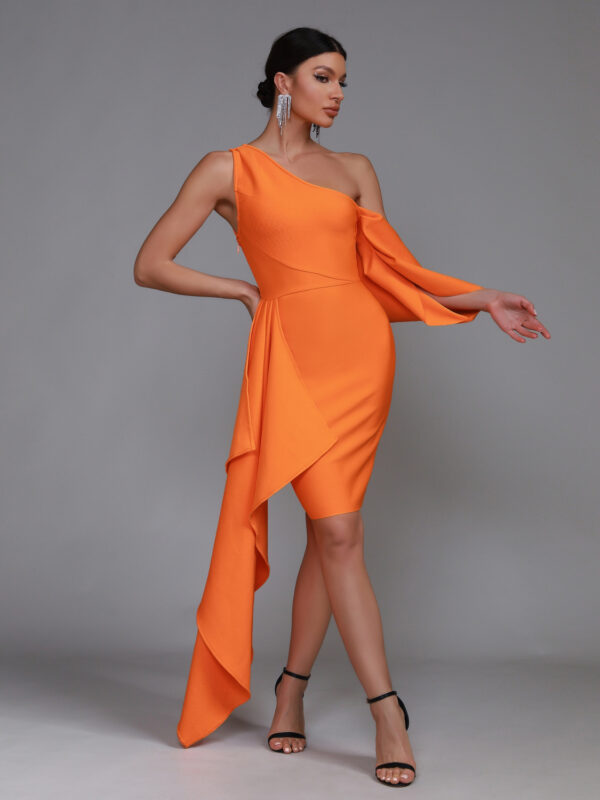 Sweet One Shoulder Draped Dress 2