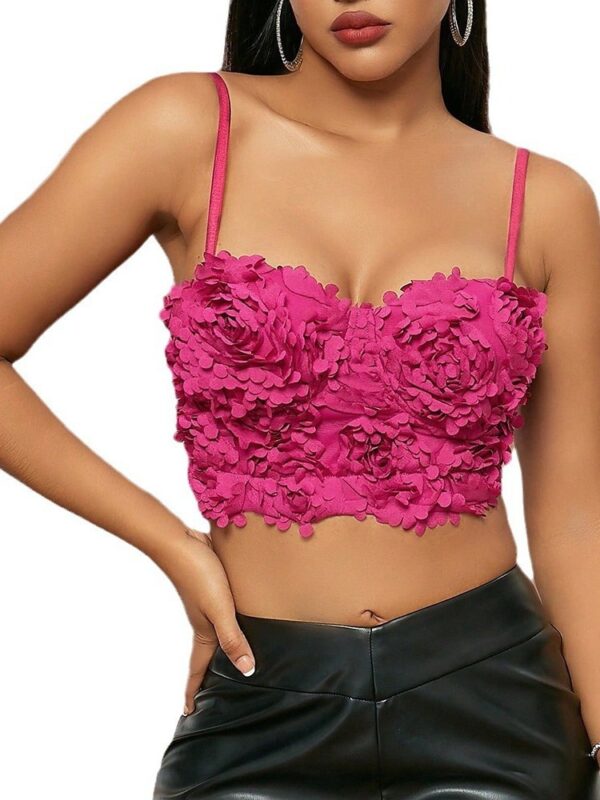 Trendy printed crochet crop top 1