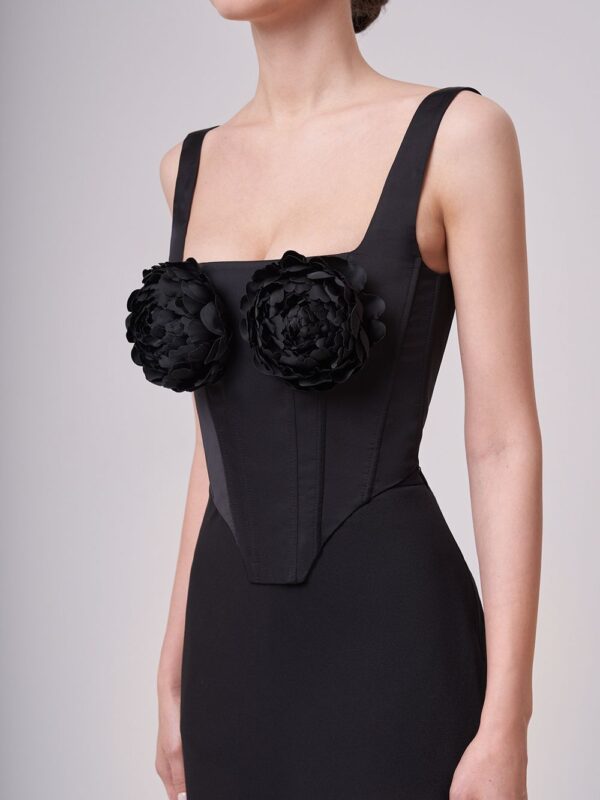 Two-Pieces Flower Bodycon Bandage Set Black 1