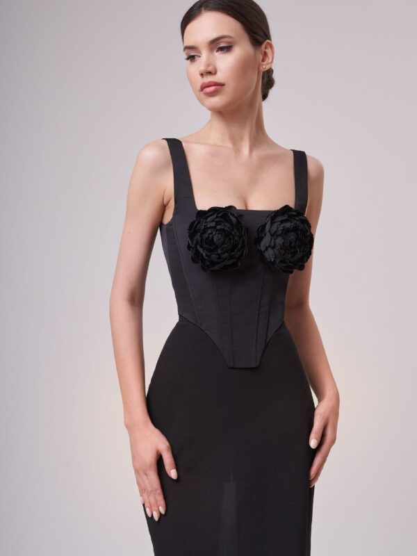 Two-Pieces Flower Bodycon Bandage Set Black 3