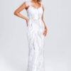White Floral Sequined Maxi Dress 7 White Floral Sequined Maxi Dress 2