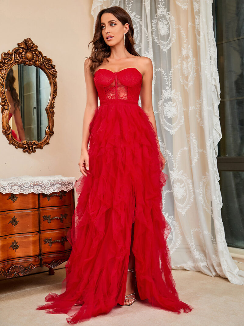 Diana Strapless Fairytale Maxi Dress Red 3