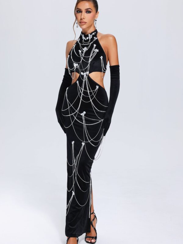 Mafalda Diamante Cutout Velvet Dress