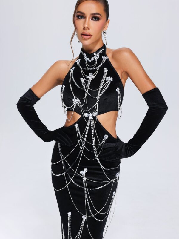 Mafalda Diamante Cutout Velvet Dress