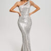 Strobe One Shoulder Sequin Maxi Dress 6 Strobe One Shoulder Sequin Maxi Dress