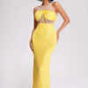Yellow Corset Maxi Sequin Dress 8 Yellow Corset Maxi Sequin Dress