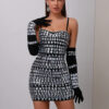 Go Diamond Strap Dress With Glove 8 Go Diamond Strap Dress With Glove Black 2