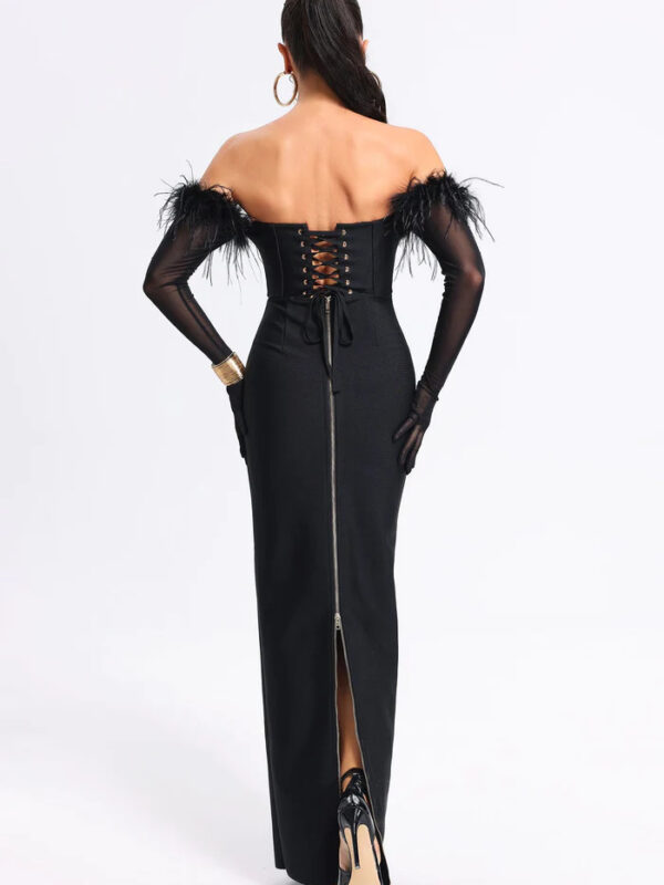 Judy Feather Maxi Bandage Dress