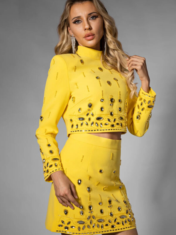 Rhinestone Top & Mini Skirt Set