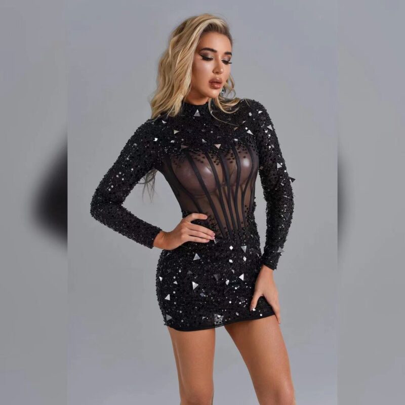 shapeminow SequinedLongSleevesMiniDress1 | ShapeMiNow is your go-to store for all kinds of body shapers, dresses, and statement pieces.
