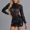 Sequined Long Sleeves Mini Dress 11 shapeminow SequinedLongSleevesMiniDress4 | ShapeMiNow is your go-to store for all kinds of body shapers, dresses, and statement pieces.
