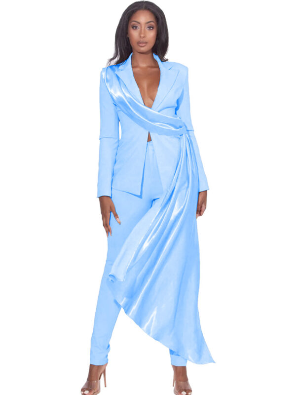 Timo Blazer Suit Jacket Set Light Blue