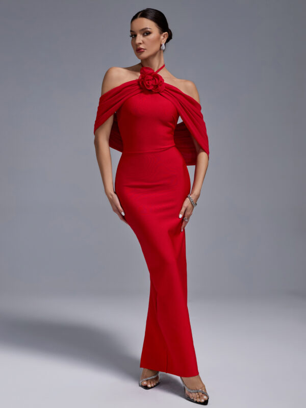 Ball Strap-Flower Backless Maxi Dress 3