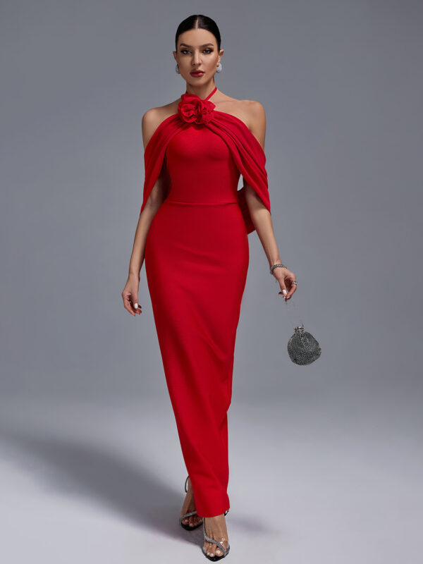 Ball Strap-Flower Backless Maxi Dress 5