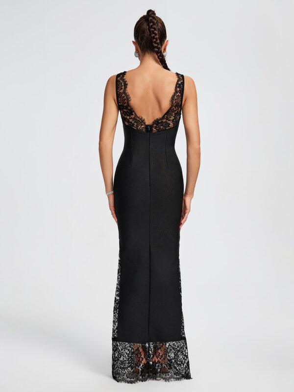 Black Lace V-Neck Maxi Dress 5