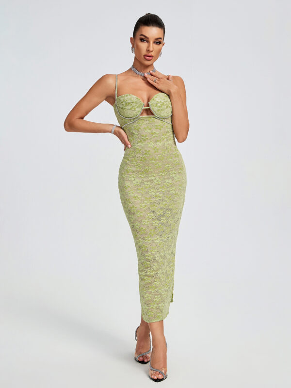 Crystal Bustier Lace Midi Dress 1