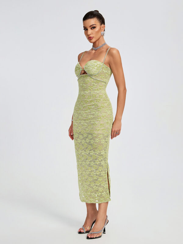 Crystal Bustier Lace Midi Dress 2