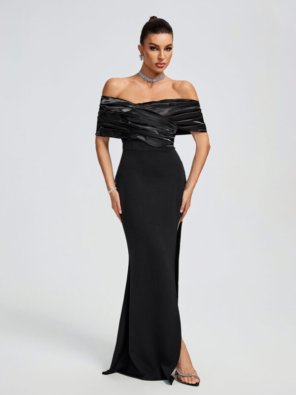 Draped Off Shoulder Maxi Dress 6