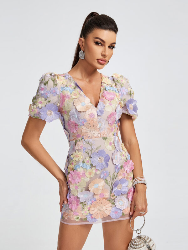 Mara Lace 3D Floral Mini Dress 3