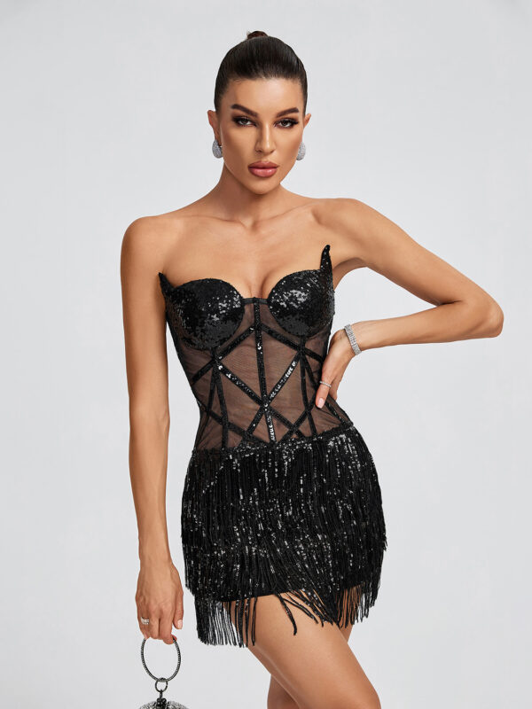 Mesh Sequins Corset Mini Dress 3