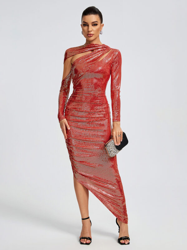 Mirrored Long Sleeve Ruched Maxi Dress 4