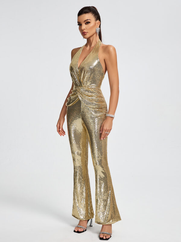 Nelly Gold Sequins Halter Jumpsuit 6