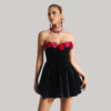 Strapless Flower Velvet Mini Dress 9 Strapless Flower Velvet Mini Dress 2