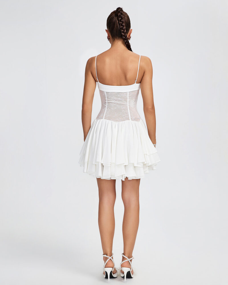 White Flower Detail Corset Mini Dress 1